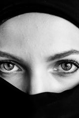 Woman Wearing Burqa Black & White Wall Art