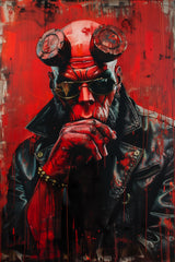 Painting of Hellboy Premium Wall Art