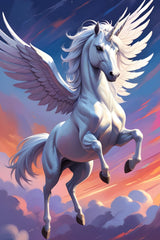 Painting of White Flying Unicorn Wall Art