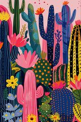 Colorful Cactus Garden Wall Art