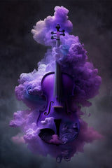 Purple Magic Violin In Smoke Wall Art