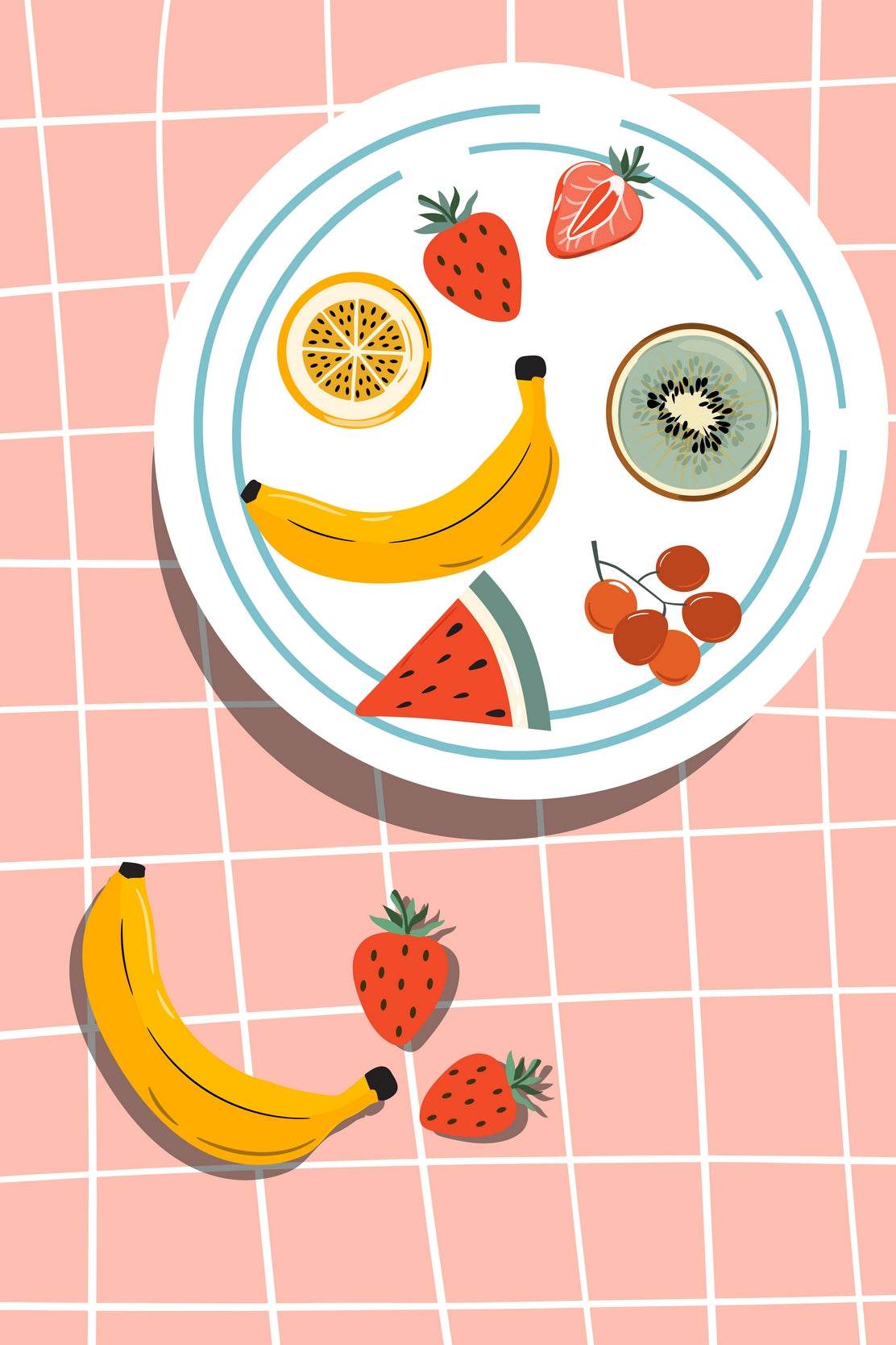 Painting a Plate Full of Fruit Wall Art - beink online art store