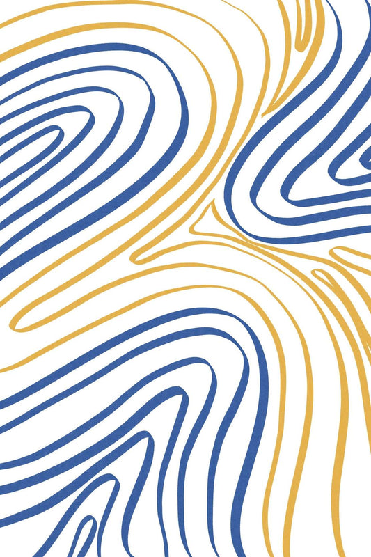 Blue And Yellow Wavy Lines Wall Art - beink online art store