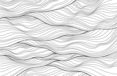 Black Thread Waves Abstract Wall Art