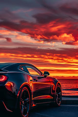 Black Camaro Sunset Wall Art