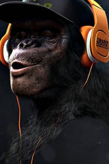 Monkey With Headphones Wall Art