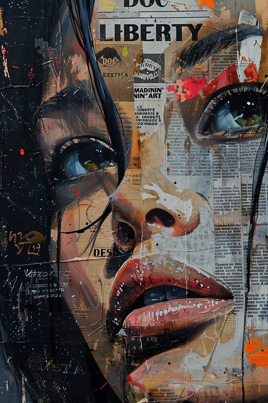 Collage of a Woman in Newspaper Wall Art - beink online art store