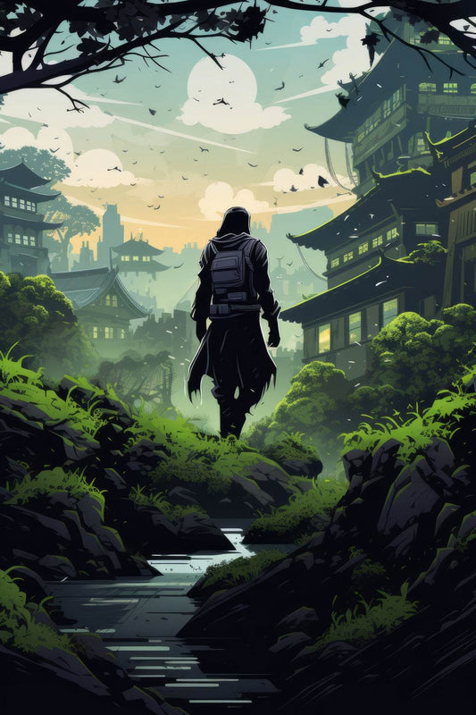 Full Shot Ninja Wearing Equipment Anime Wall Art - beink online art store