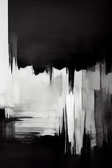 Black and White Brush Strokes Abstract Wall Art