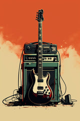 Radio Electric Guitar Wall Art