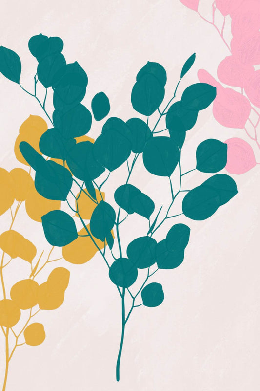 Tree Branch With Blue And Yellow Leaves Wall Art - beink online art store