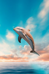 Fantsy Dolphin Jumping Out of Water Wall Art