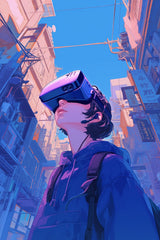 Anime Character with Virtual Reality Glasses Wall Art