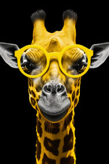 Yellow Cool Look Giraffe With Goggle Wall Art