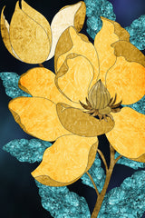 Golden Bloom Modern Wall Art