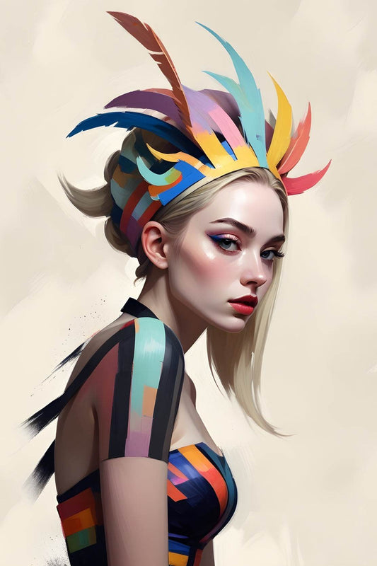 Girl with Colorful dress Wall Art - beink online art store