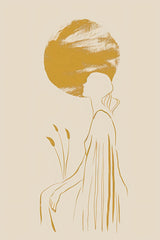 Golden Silhouette of a Women Wall Art