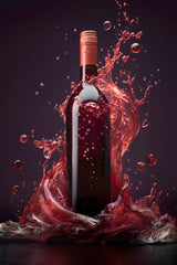 Red Wine Bottle With Purple Background Wall Art