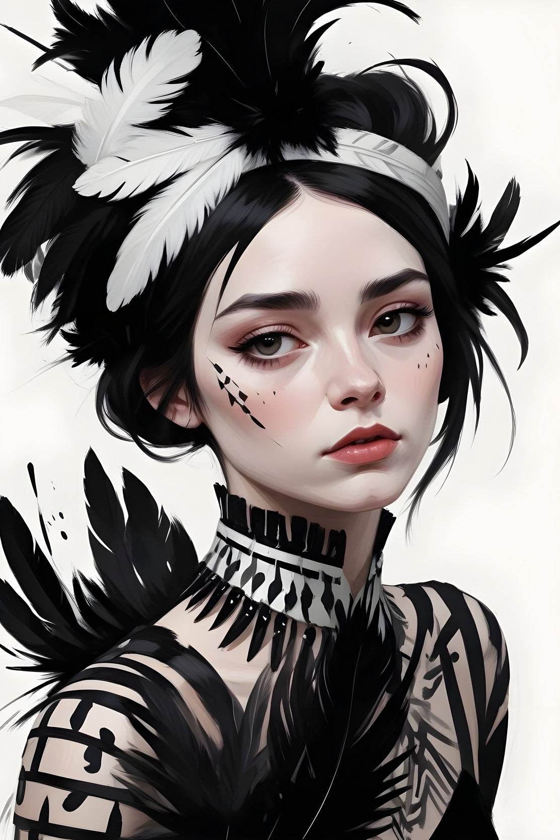 Lady with Feather Clothes Wall Art - beink online art store