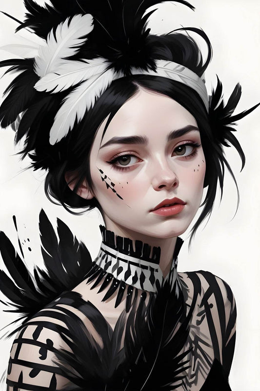Lady with Feather Clothes Wall Art - beink online art store