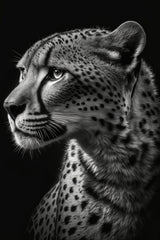 South African Cheetah Black & White Wall Art