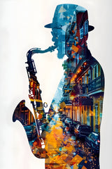 African Male Saxophonist Wall Art