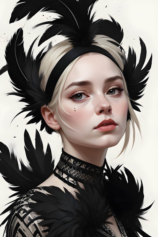 Lady with Blonde Hair feather Wall Art - beink online art store