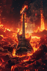 Fiery Rock Guitar Wall Art