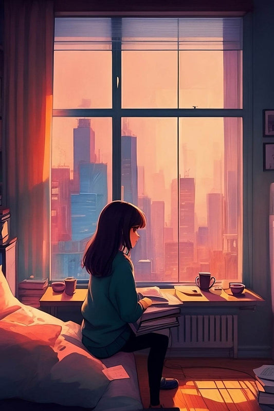 Lofi Girl in Room Anime Wall Art - beink online art store