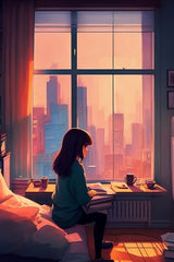 Lofi Girl in Room Anime Wall Art