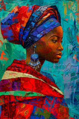 Colorful Scarf African Woman  Wall Art