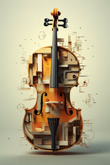 Violin Made of Blocks And Pieces of Wood Wall Art