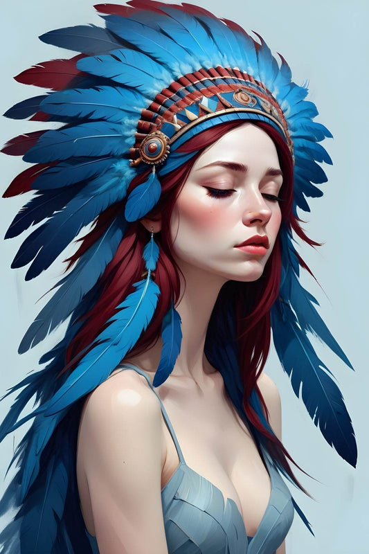 Native American Serenity in Feathers Wall Art - beink online art store