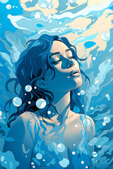 Girl Underwater Anime Wall Art