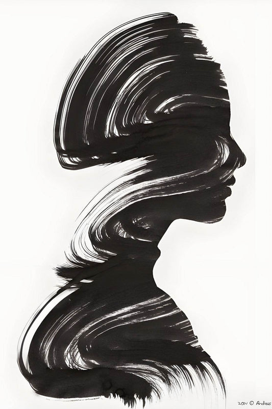 Women Image With Brush Strokes Modern Wall Art - beink online art store
