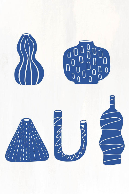 Blue Greek Vases Wall Art - beink online art store