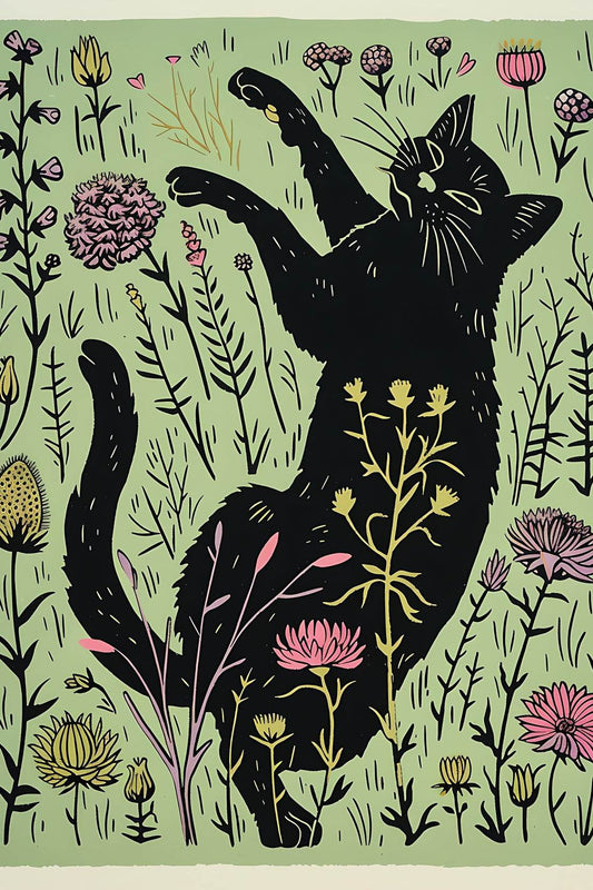 Floral Feline Wall Art - beink online art store