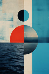 Creative Geometric Shapes With Sea Abstract Wall Art