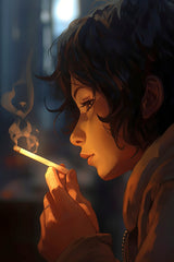 Anime Style Character With Cigarette  Wall Art