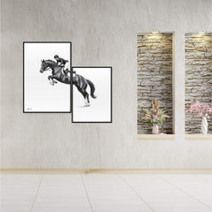 Two Panel Knight Black Frame Wall Art with Dual Hanging Hooks