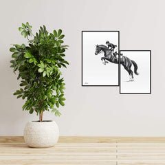 Two Panel Knight Black Frame Wall Art with Dual Hanging Hooks