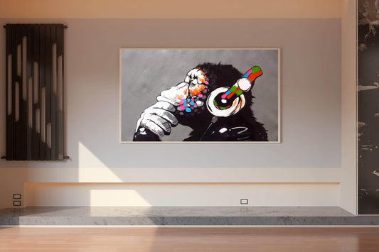 Ape Wearing Headphones - Ape Beats Wall Art - beink online art store