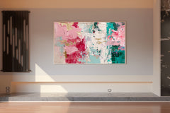 Hand Painted Oil Painting Pink Abstract