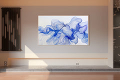 Blue Flower Petals Abstract Wall Art