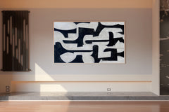 Black and White Interlocking Shapes Wall Art