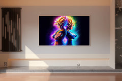 Neon Glowing Goku Vegeta Anime Wall Art