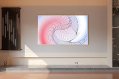 Oval Lines with Blue and Red Background Abstract Wall Art