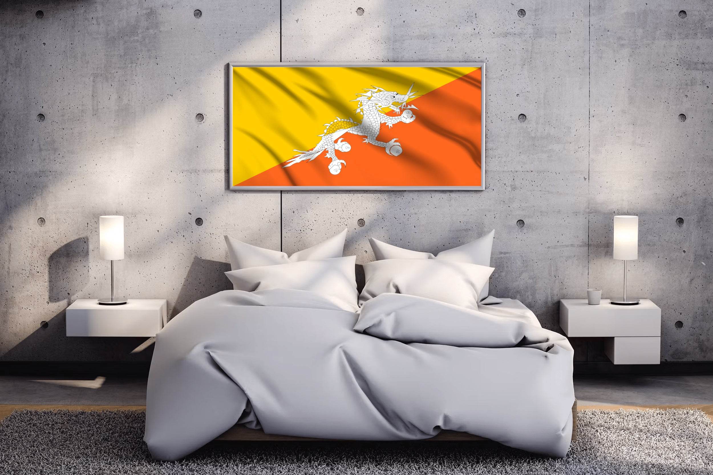 Bhutan National Flag Wall Art - beink online art store