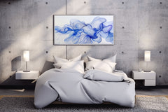 Blue Flower Petals Abstract Wall Art