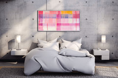 Abstract Painting of a Pink and Yellow Plaid